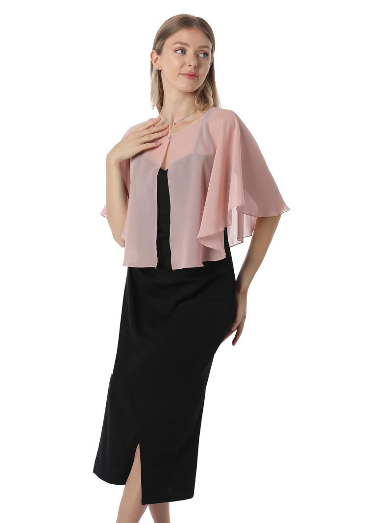 Hotshawl Chiffon Capelet Women's Soft capes Shawls and Wraps for Evening Dress Wedding Cape Cover Up (Blush) - Image 3